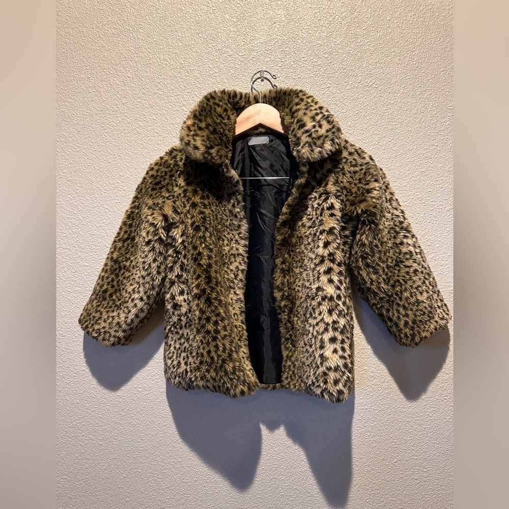 OshKosh B'Gosh Leopard Print Faux Fur Puffer Jacket Size 6